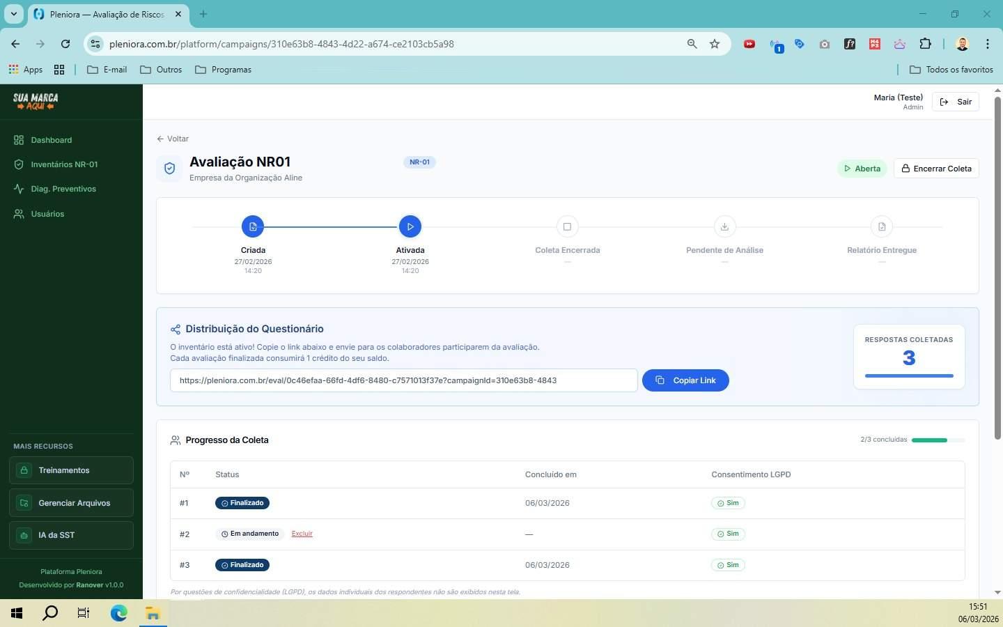 Dashboard do Cliente